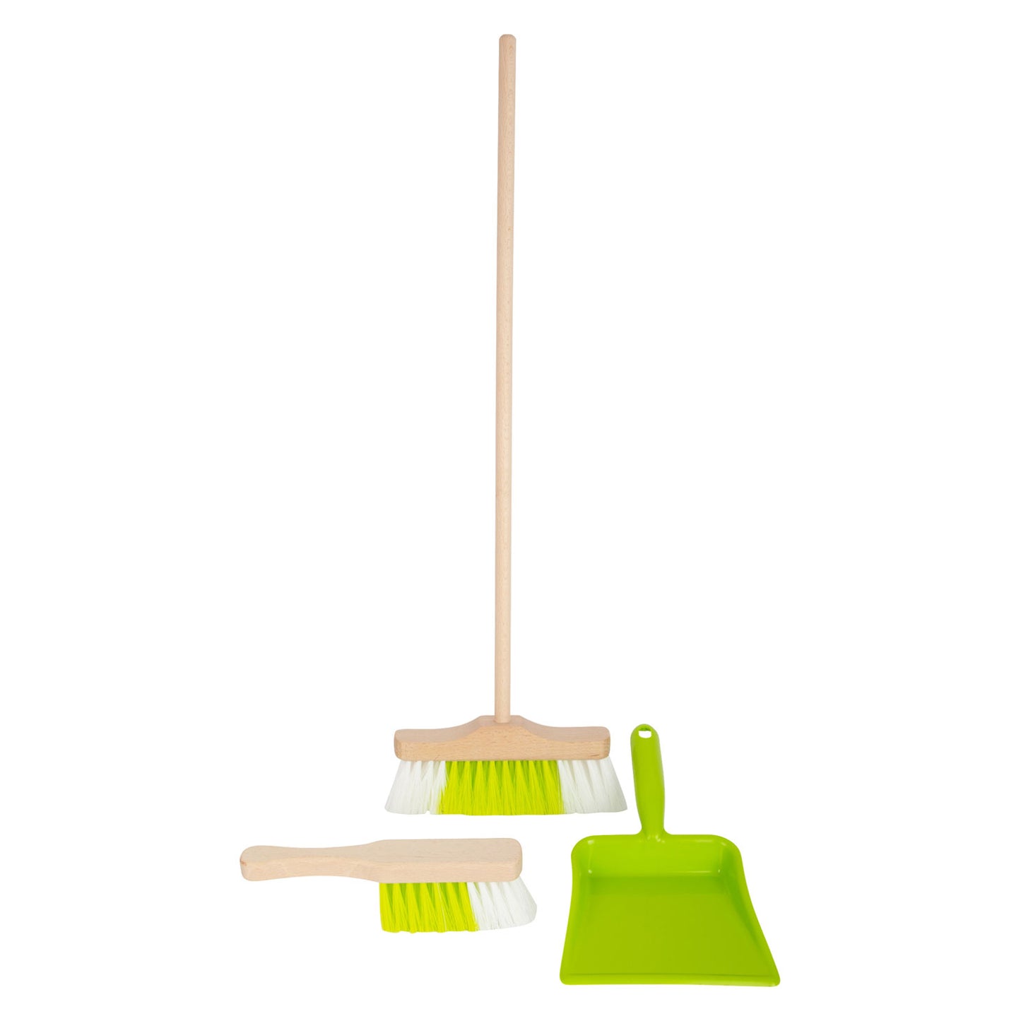 Luinuía de madera de pie pequeño con escoba, 3dlg.