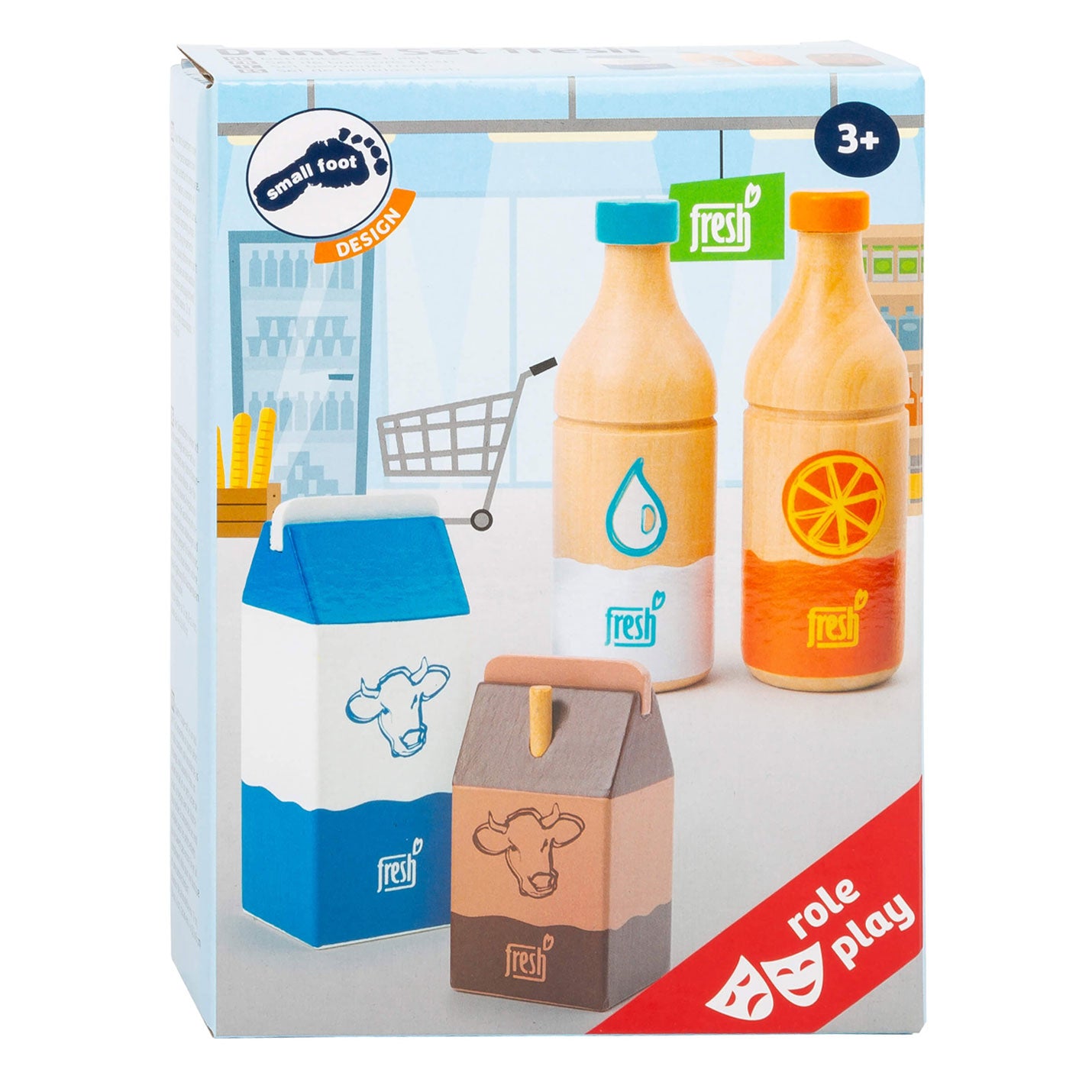 Pequeño piso de madera de madera bebida set fresca, 4dlg,