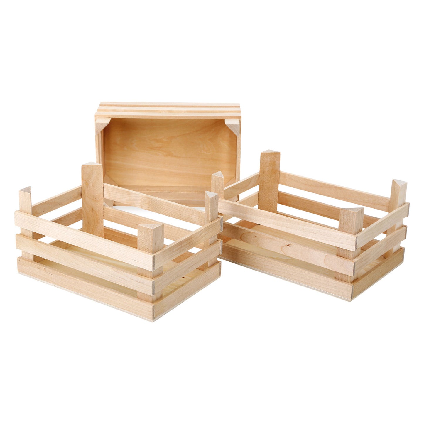 Casse di legno a piedi piccoli grandi 18x12x9,5 cm, set di 3