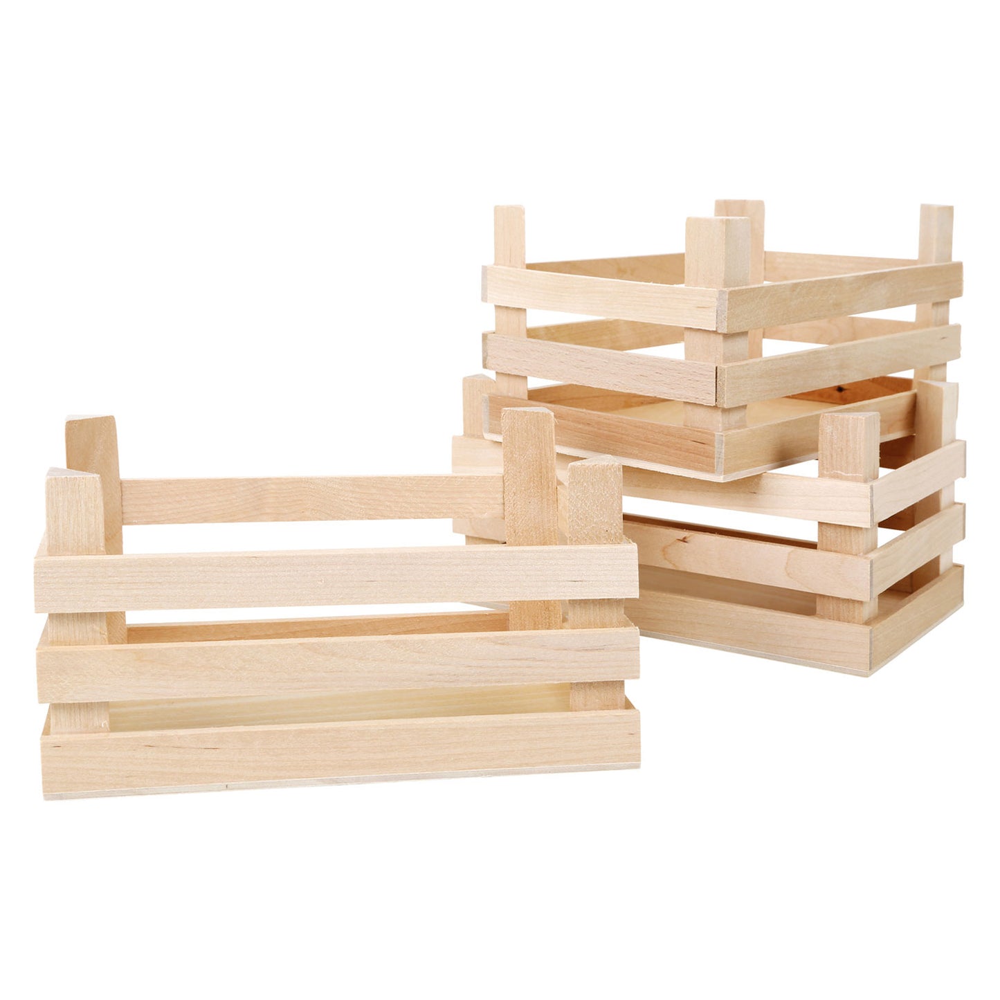 Small Foot Houten Kratjes Groot 18x12x9,5cm, Set van 3