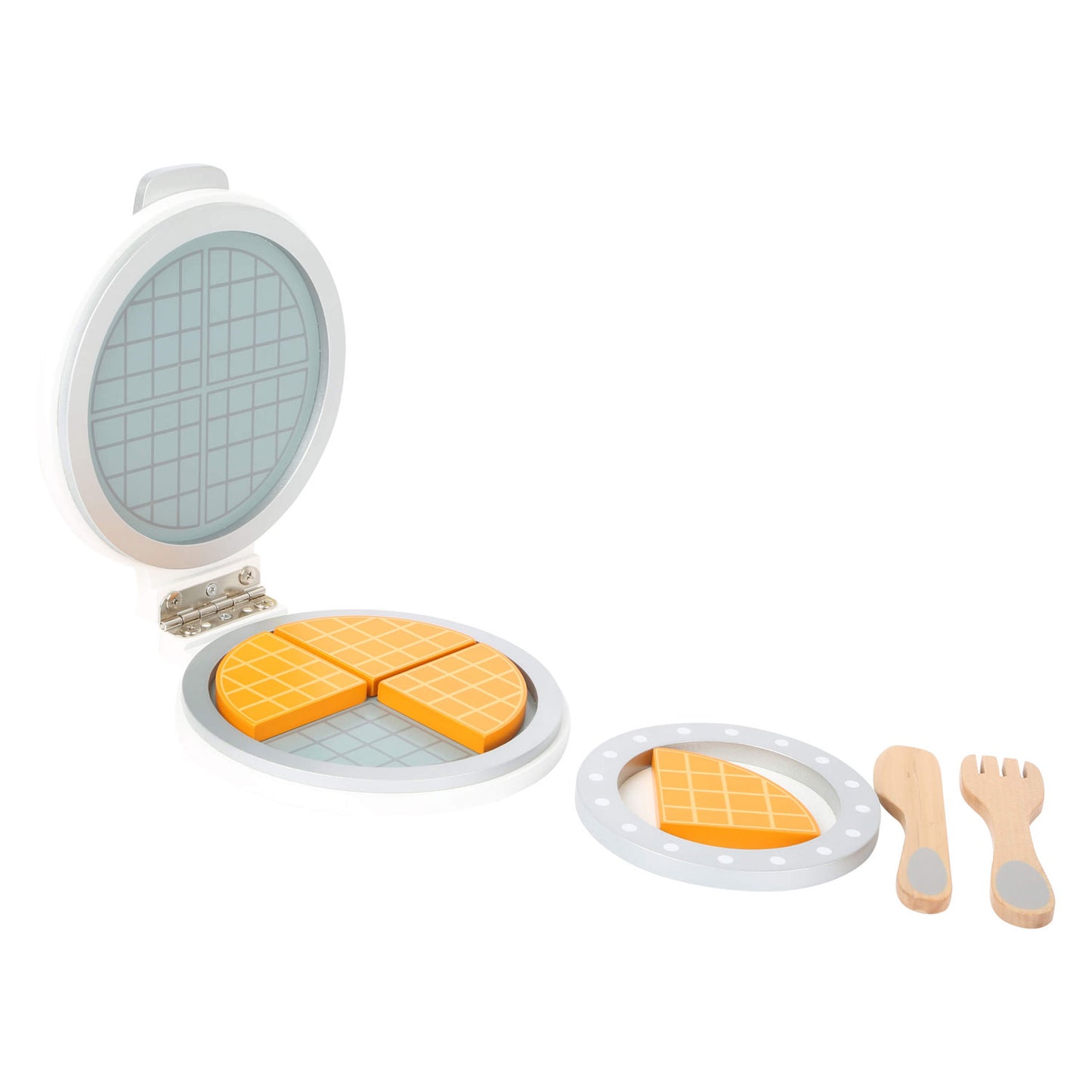 Set de hierro de gofres de madera de pie pequeño, 8dlg.