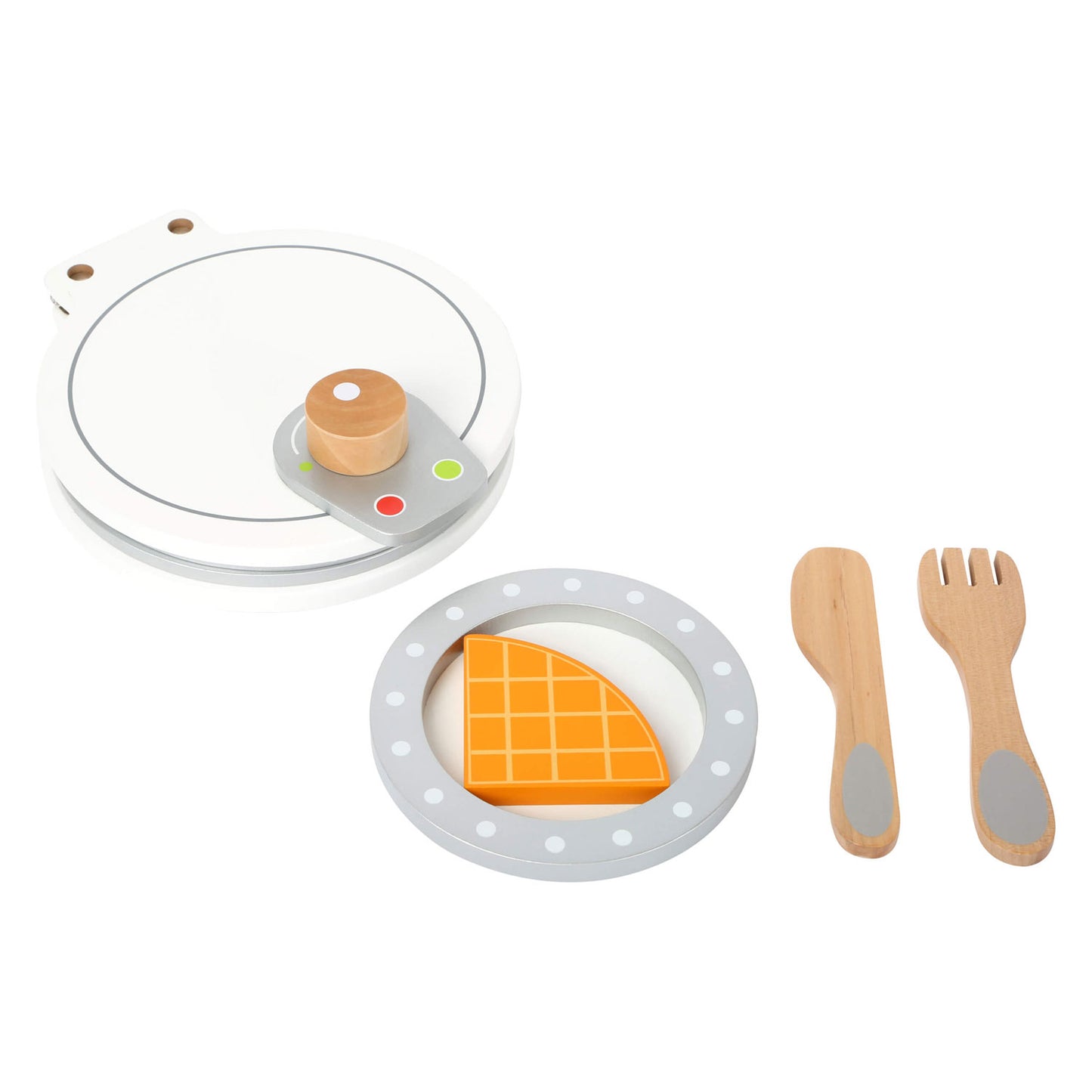 Set de hierro de gofres de madera de pie pequeño, 8dlg.