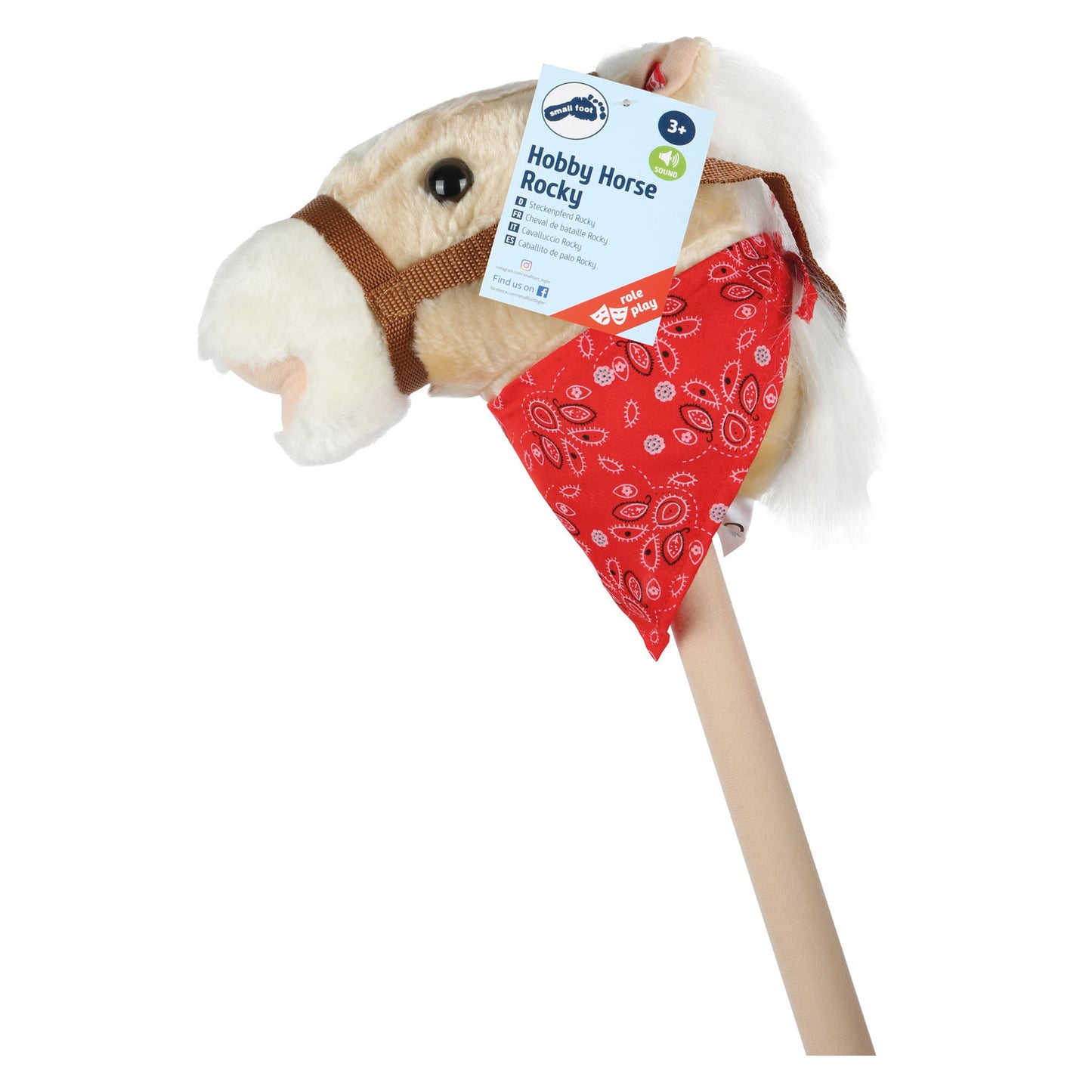Hobby de madera de pie pequeño caballo Rocky, 80 cm