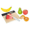 Playets de corte de madera de pie pequeño juego de frutas, 13dlg.