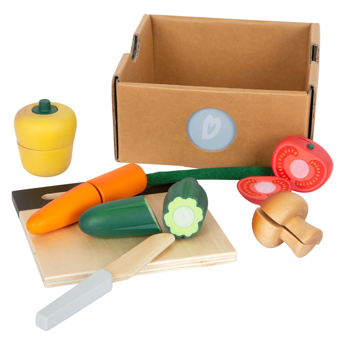 Set de vegetales Snijen Speelten de madera de pie pequeño, 13dlg.