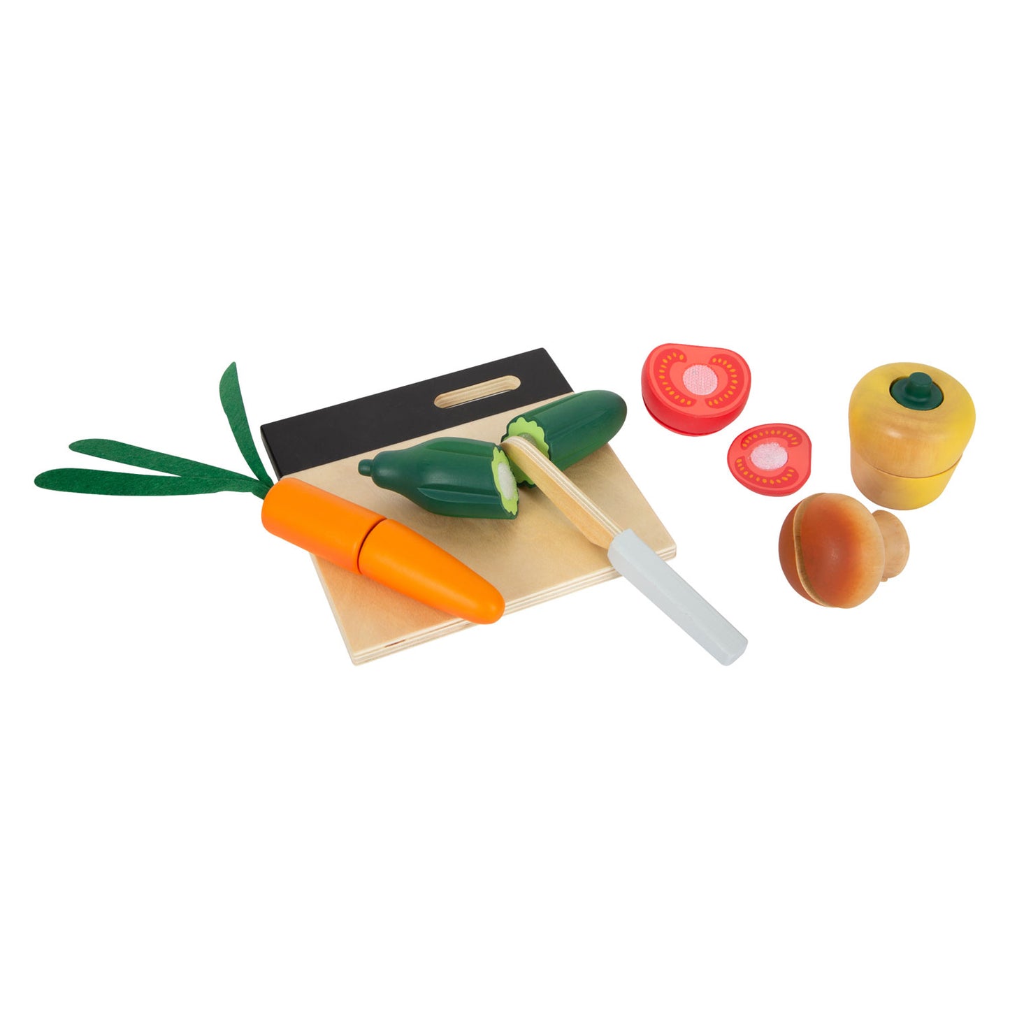 Set de vegetales Snijen Speelten de madera de pie pequeño, 13dlg.