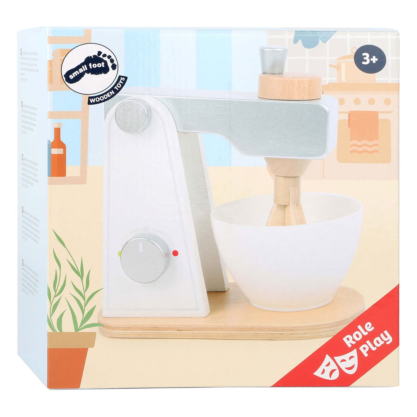Batidora de madera de pie pequeño blanco