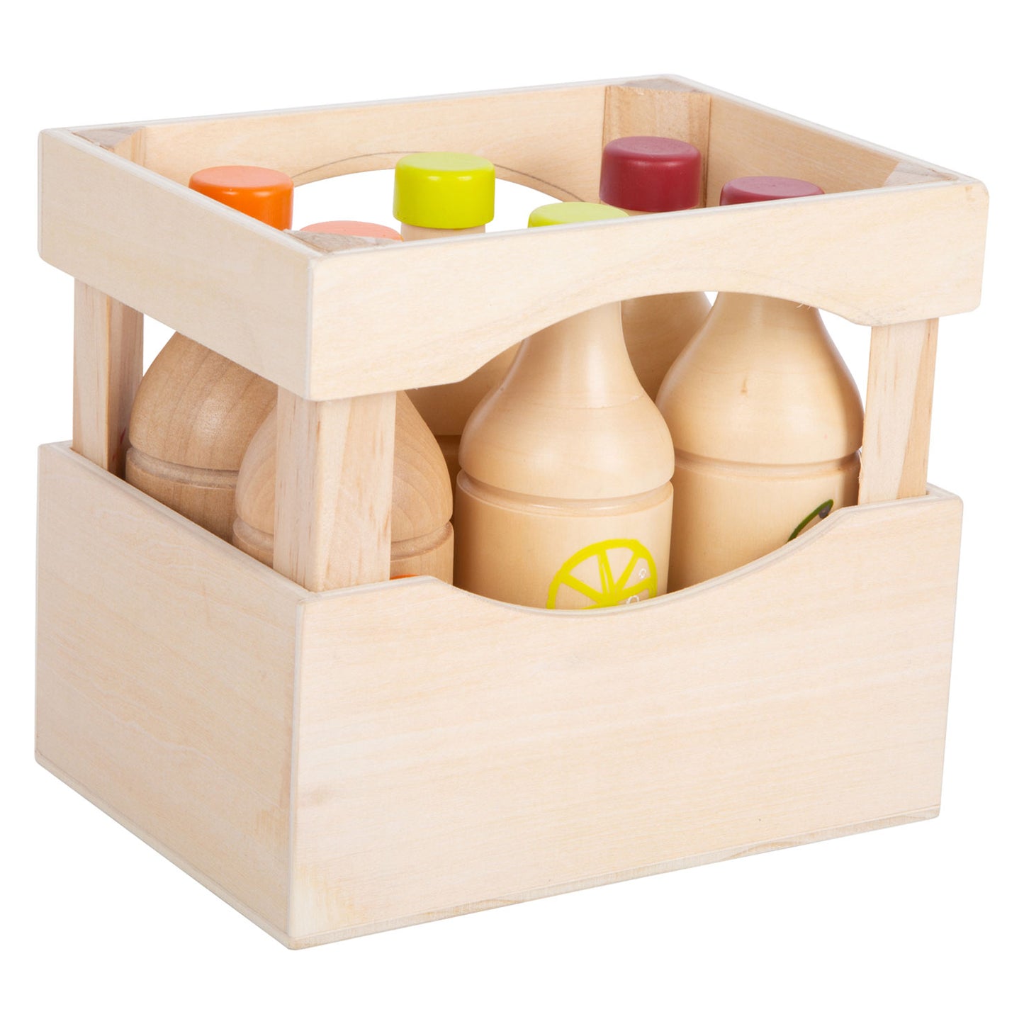 Crate de madera de pie pequeño con botellas, 7dlg.