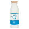 Pequeña caja de madera con botellas de leche, 12dlg.