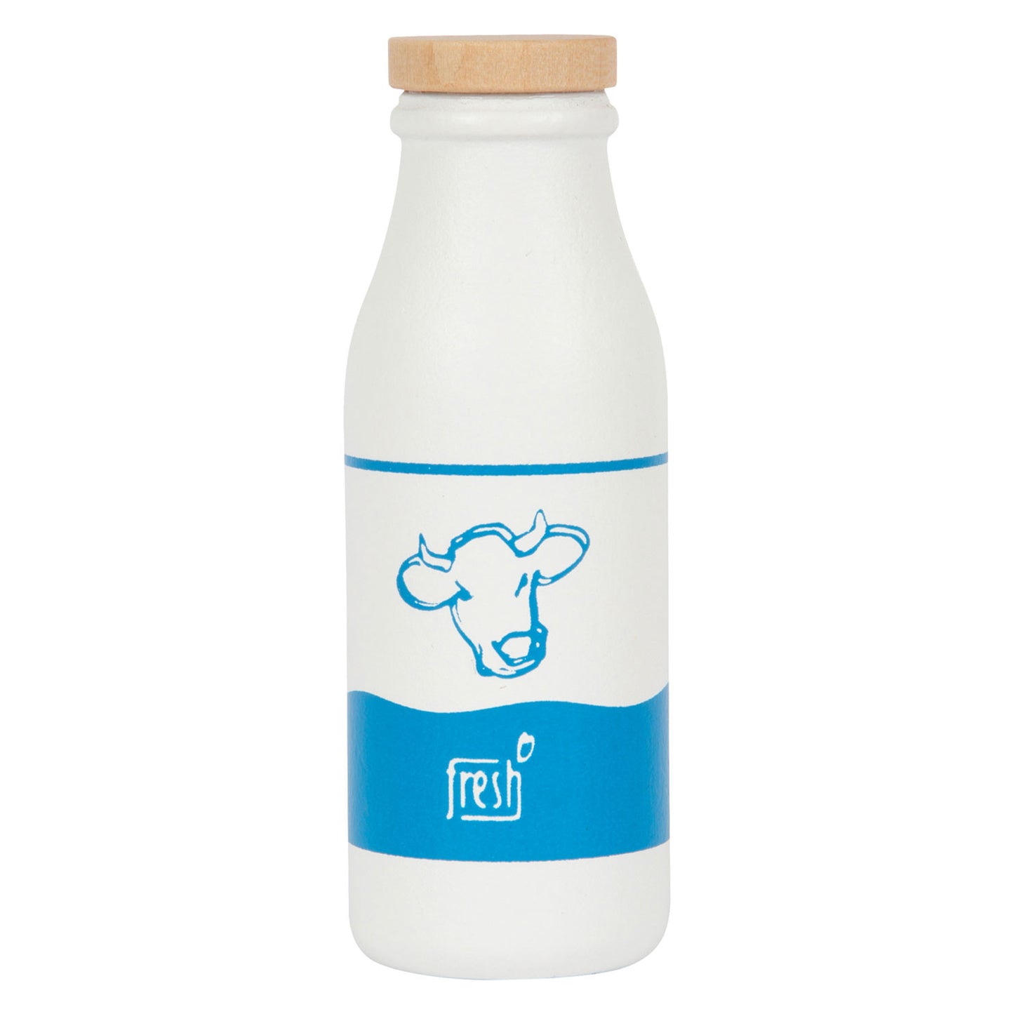 Pequeña caja de madera con botellas de leche, 12dlg.