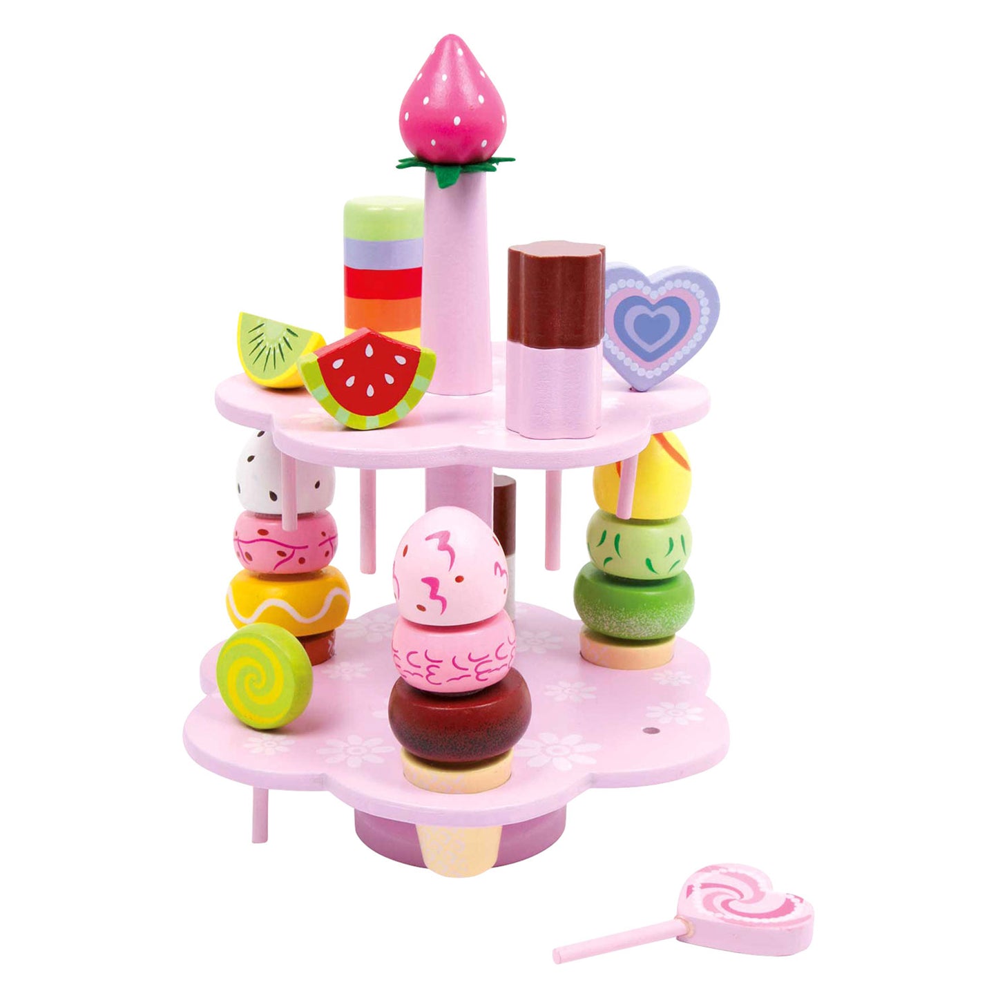 Etagere de madera de pie pequeño con dulces Speelten, 22dlg.