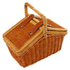 Canasta de picnic de madera de pie pequeño con vajilla romántica, 30dlg.
