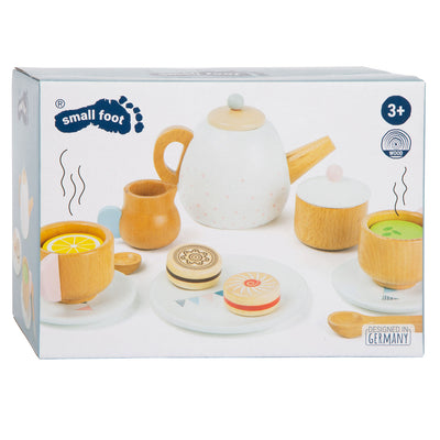 Small foot wooden tea set with playets, 17dlg.