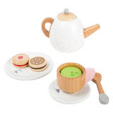 Small foot wooden tea set with playets, 17dlg. - afbeelding 4