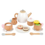 Small foot wooden tea set with playets, 17dlg. - afbeelding 5