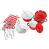 Panne a piede piccoli e pentole set rosso, 11dlg.