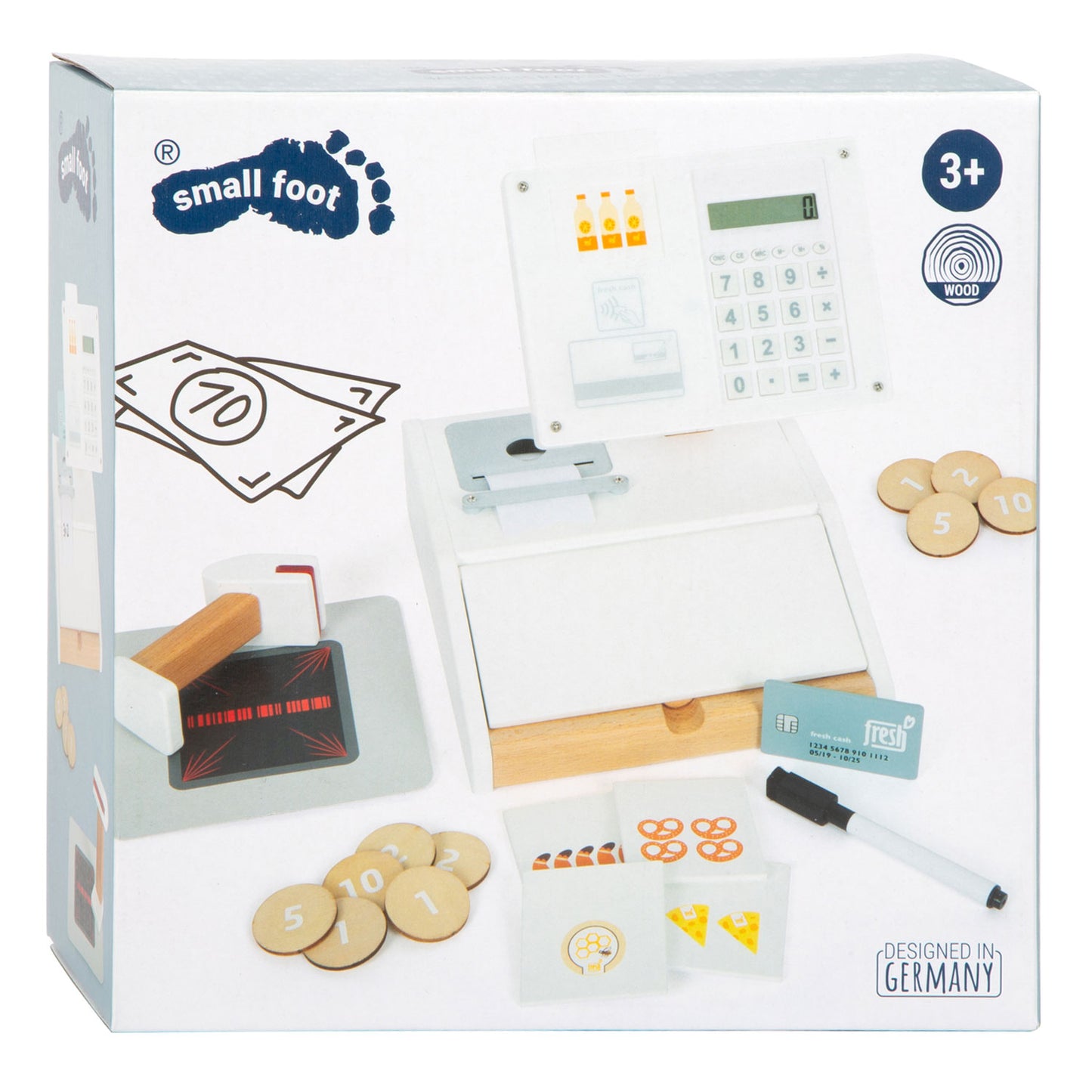 Small foot - houten speelgoedkassa met scanner, 15dlg.