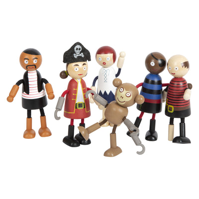 Small foot wooden dolls pirate bendable, 6st.