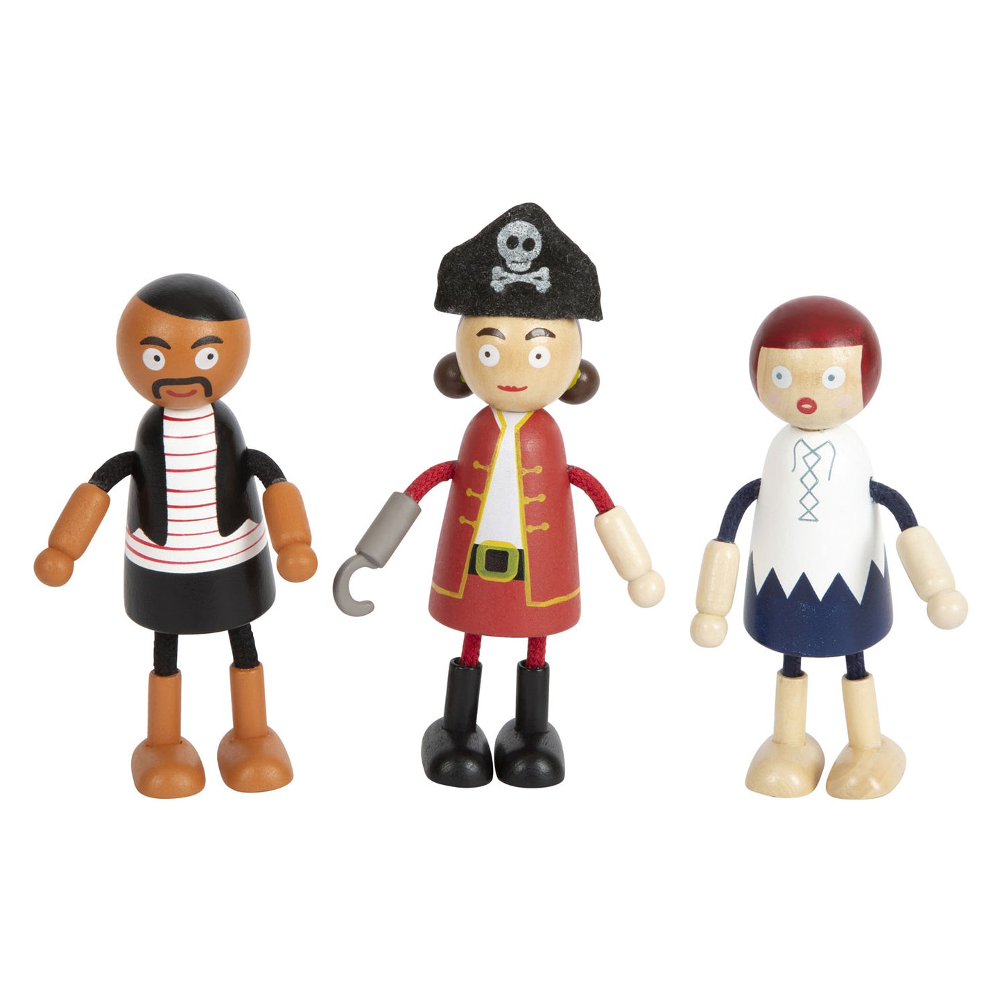 Small foot - houten poppetjes piraat buigbaar, 6st.