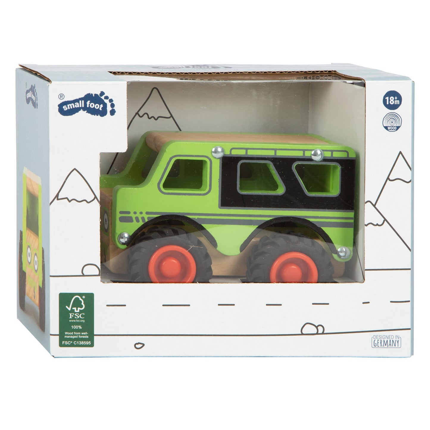 Pequeño jeep de madera de madera de madera