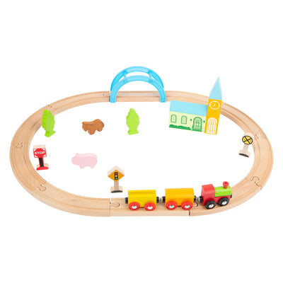 Terni di legno di piccoli piedi set di città e campagna, 24dlg.