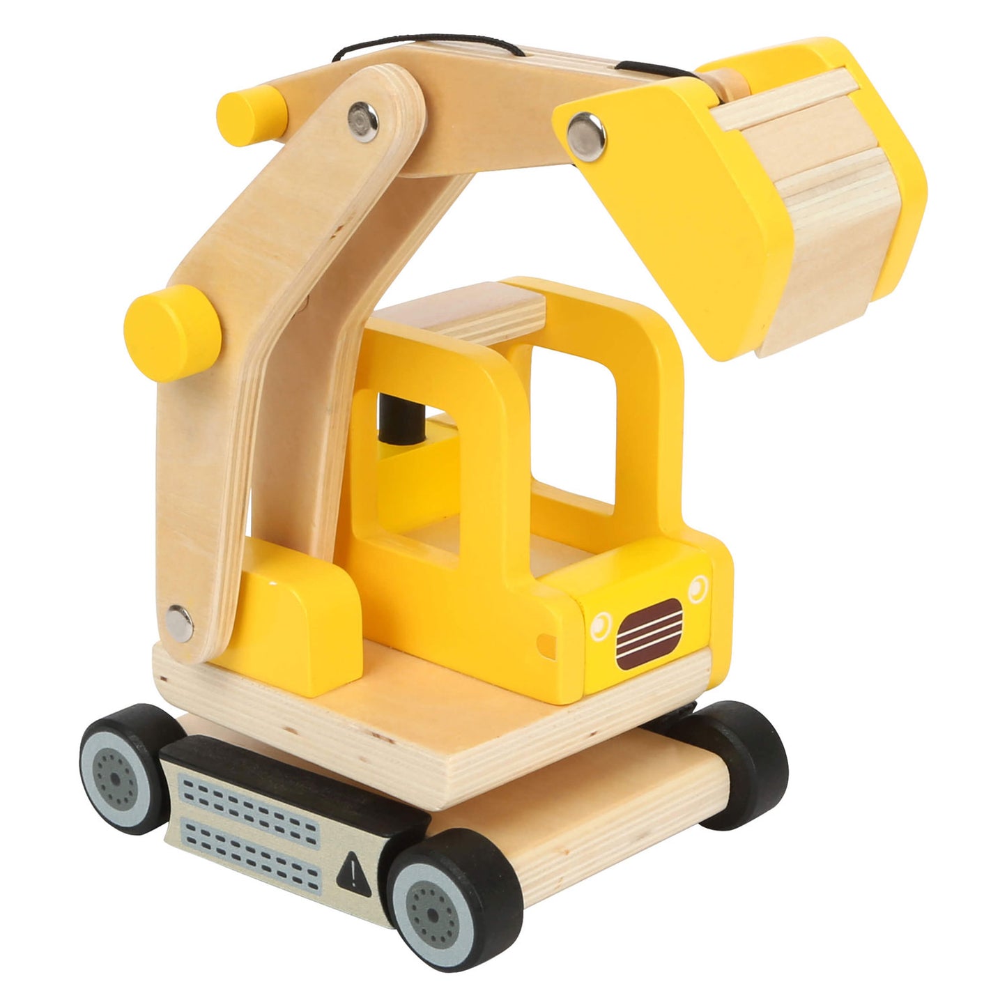 Small foot - houten graafmachine geel
