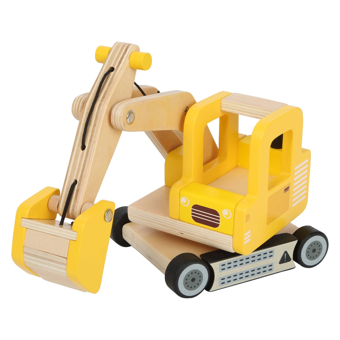 Small foot - houten graafmachine geel