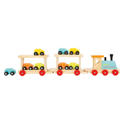 Trasportatore di treni in legno con auto con auto, 11dlg.