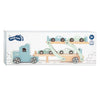 Transportador de camiones de madera de pie pequeño Chicago con automóviles, 9dlg.