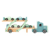 Transportador de camiones de madera de pie pequeño Chicago con automóviles, 9dlg.