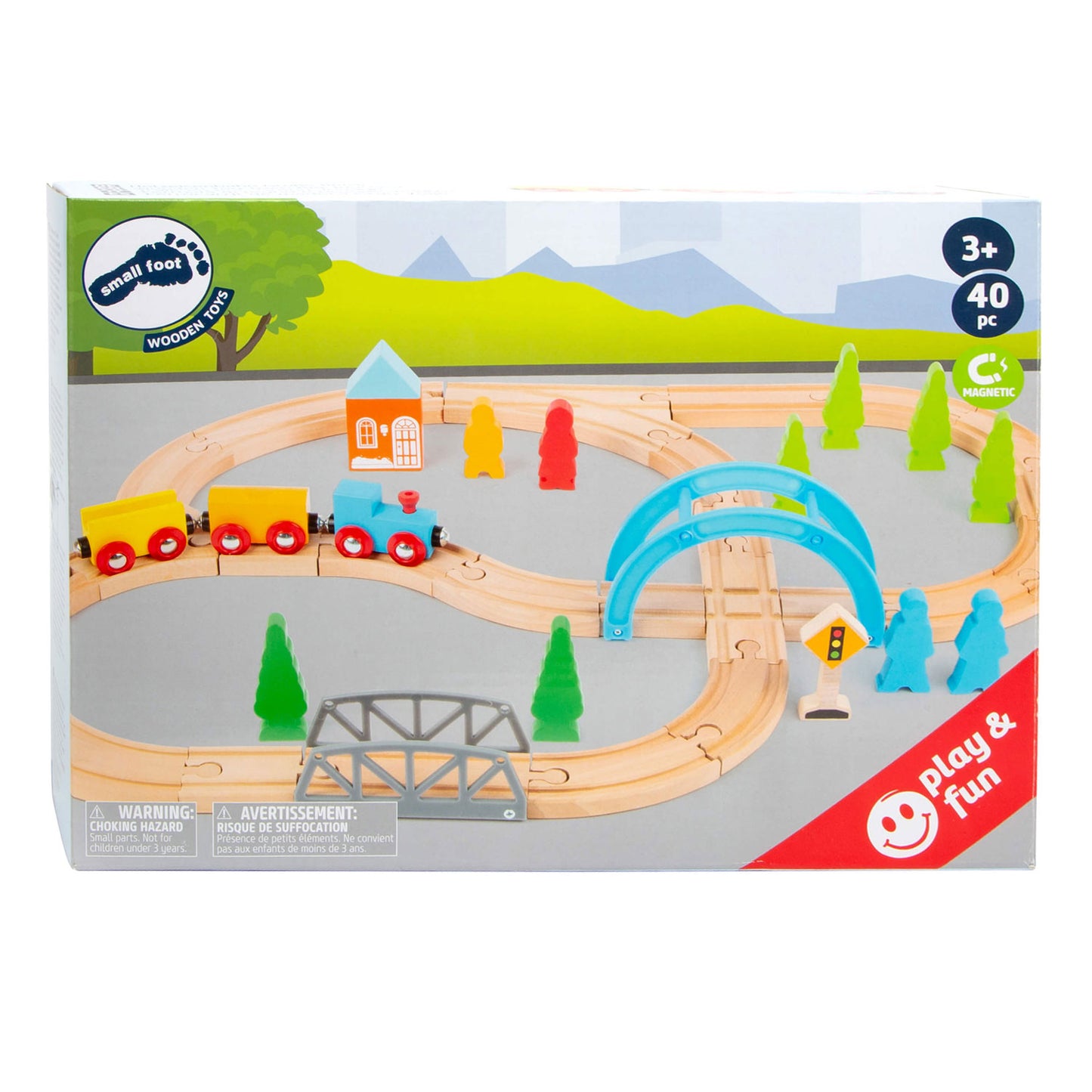 Viaje de tren de madera de pie pequeño, 40dlg.