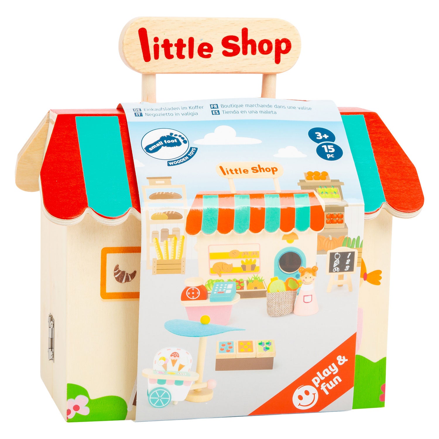 Piccoli piedi Houten insieme Speelwinkel Poppenhuis, 15dlg.