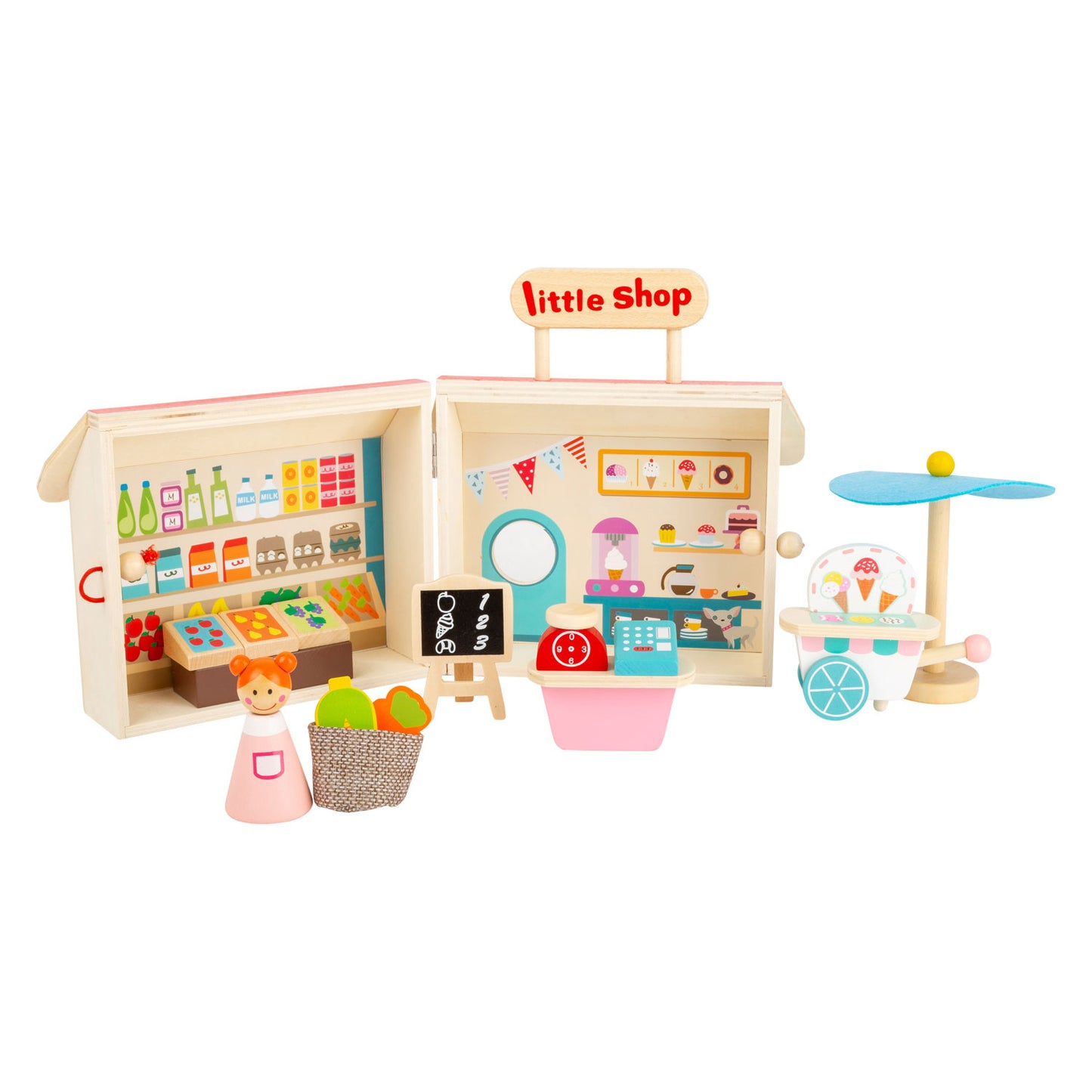 Piccoli piedi Houten insieme Speelwinkel Poppenhuis, 15dlg.