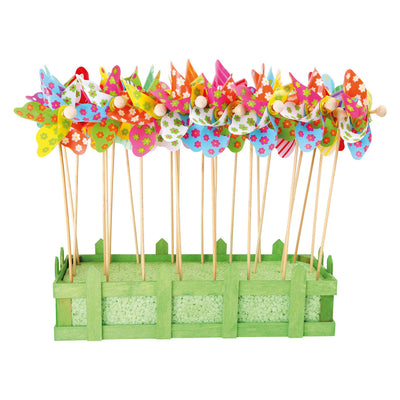 Peque de pie - Flores de molino de viento de madera 28 cm, 24º.