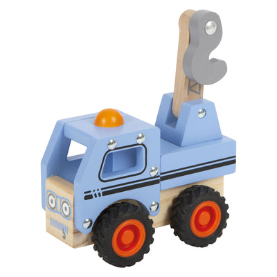 Camion di rimorchio in legno a piede blu blu
