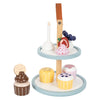 Playets de madera de pie pequeño Etagere con cupcakes, 13dlg.