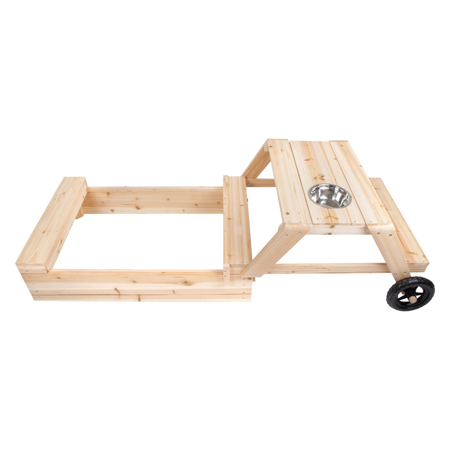 Small Foot sandbox with sitting area and moder table