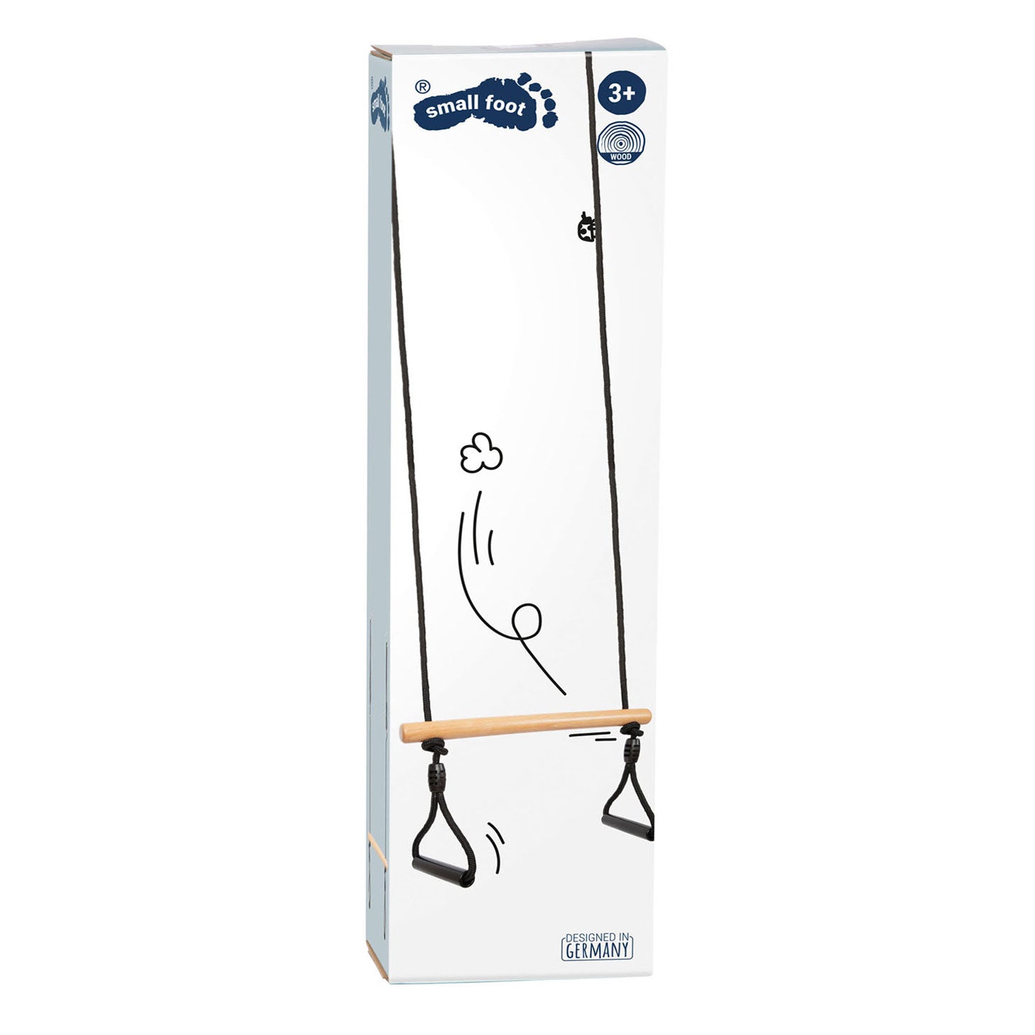 Swing trapezio in legno a piede con anelli di ginnasta Black Line