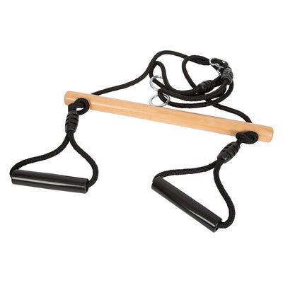 Swing trapezio in legno a piede con anelli di ginnasta Black Line