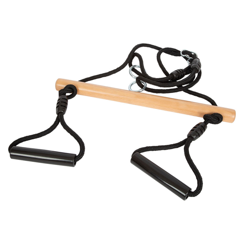 Swing trapezio in legno a piede con anelli di ginnasta Black Line