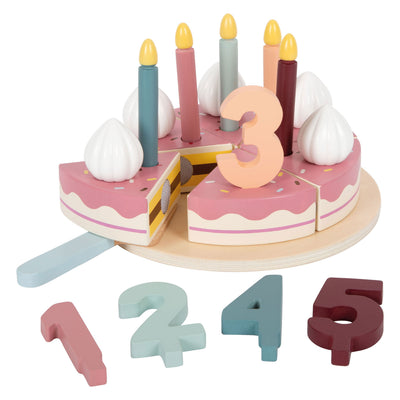 Torta di compleanno di taglio in legno di piccoli piedi, 18dlg.