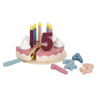 Torta di compleanno di taglio in legno di piccoli piedi, 18dlg.