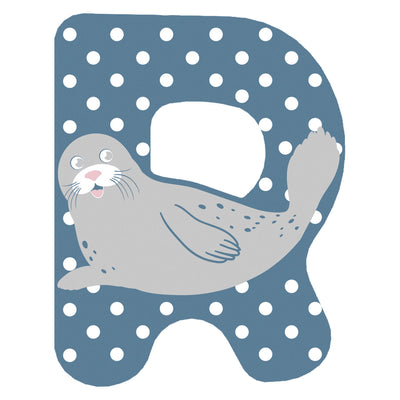 Animales de madera de pie pequeño Carta infantil R