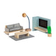 Muebles de casa de muñecas de madera de pie pequeño sala de estar