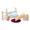 Muebles de casa de muñecas de madera de pie pequeña habitación para niños