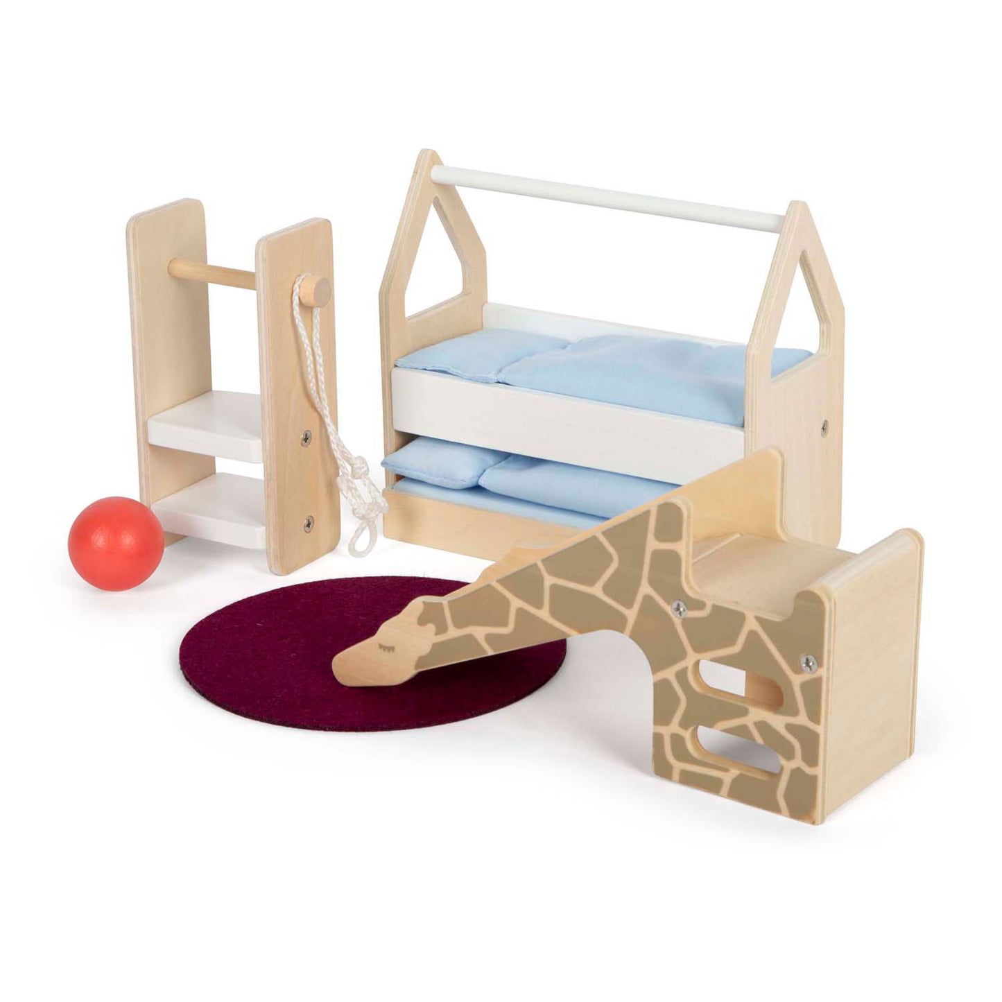 Muebles de casa de muñecas de madera de pie pequeña habitación para niños