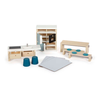 Cucina per mobili per bambole in legno a piede piccoli