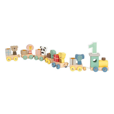 Piccolo piede - treno di compleanno in legno con animali