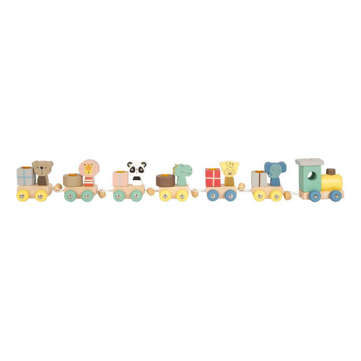 Pie pequeño - tren de cumpleaños de madera con animales