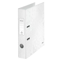 Ordner leitz wow 180° cartone 80 g m2 A4 5 cm bianco perla etichetta sul dorso con foro di presa